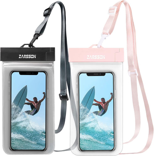 IPX8 Waterproof Phone Pouch/Case, 2 Pack Universal TPU Cell Phone Dry Bag Underwater Protector with Detachable Lanyard for iPhone 14 13 12 Pro Max...