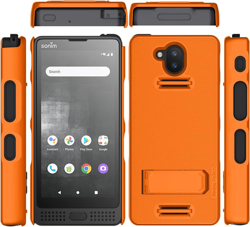 Case compatible with Sonim XP10 (XP9900), Protective Shell Case with Kickstand and Screen Protector (Orange)...