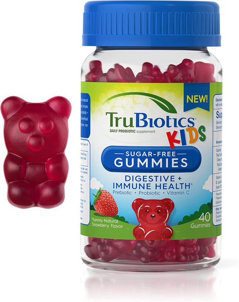TruBiotics Probiotics for Kids with Prebiotics & Vitamin C, Sugar-Free Gummies for Digestive & Immune Health Support, Chewable Kids Probiotic Supp...