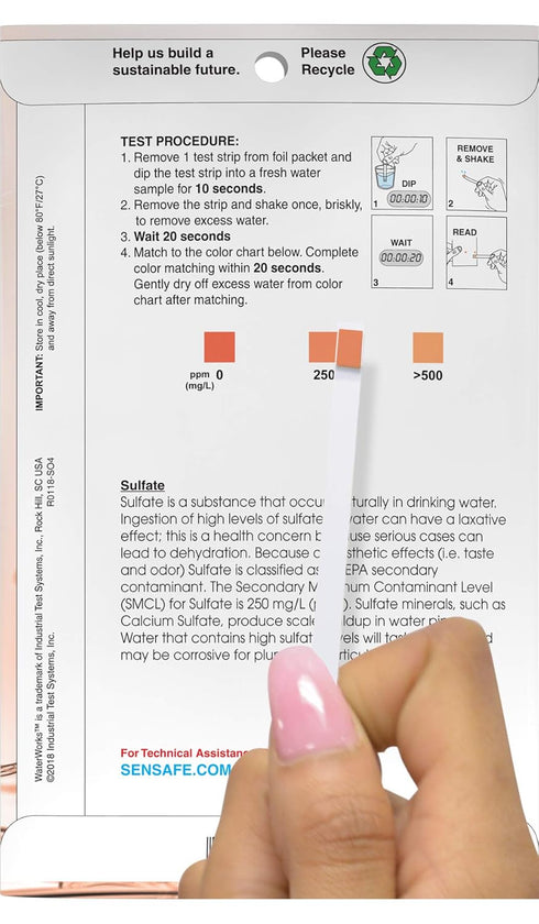 Industrial Test Systems WaterWorks 481200 Sulfate Check Test Strip, 0-400 ppm Range (Pack of 30)...