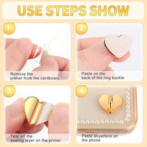 Moxweyeni 8 Pcs Cell Phone Finger Ring Adhesive Metal Phone Finger Grip Loop Stand Heart Grip Holder Charm Hook for DIY Hanging Supplies...