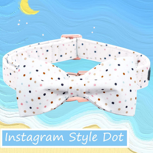 Elegant little tail Dog Collar, Dog Collar with Bowtie, Female or Male Dot Cute Pet Collar Bow Dog Collars Adjustable Dog Collar for X-Small Dogs...
