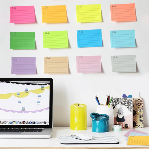 (12 Pack) to Do List Sticky Notes, 3x4 in Post, 504 Sheets to Do lined Sticky Notes, 12 Colors to Do List Notepad, to Do List Planner, Daily to Do...