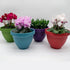 The HC Companies 10 Inch Rings Planter with Self Watering Disk - Lightweight Indoor Outdoor Plastic Plant Pot for Herbs and Flowers, Blue...