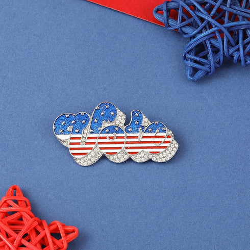 Madison Tyler Americana Brooches Pins | Silver Plated Brooch for Women | Fashion Vote Letter Brooch Pins for Women | 2024 Presidential Election Co...