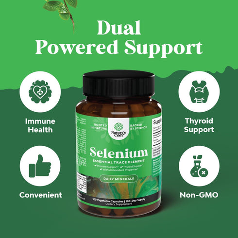 Yeast Free Selenium 200mcg Capsules - High Potency Selenium Supplement for Immunity Antioxidant and Thyroid Support Essential Trace Mineral - Vega...