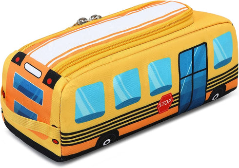 LEDAOU Cute Pencil Case for Kids Girls Boys Pencil Pouch kawaii Pen Pencil Box Bag Holder for School Students (Yellow School Bus)...