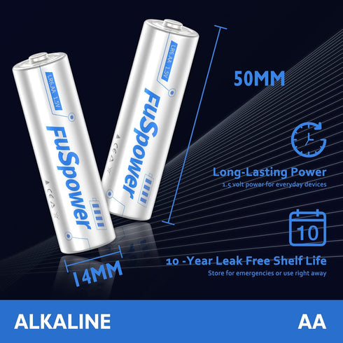 AA Batteries 10-Pack,Double A Batteries 10-Year Shelf Life,1.5V LR6 AA Alkaline Battery for Clock, Remote Controllers, Flashlights and Household O...