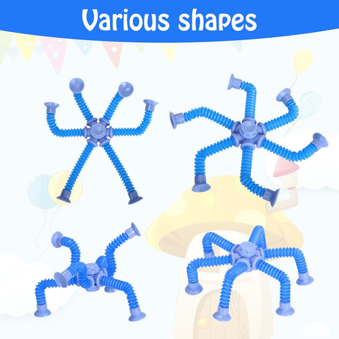 6 Pack Fidget Spinners Pop Tubes Fidget Toys, Shape Changing Telescopic Suction Cup Toy, Creative Learning Gifts Stress Relief and Anti Anxiety Pa...