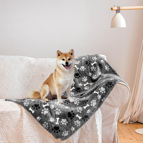 Waterproof Dog Blanket, Pattern Printing Super Soft Warm Fluffy Facecloth Sofa Car Bed Protector, Urine Proof Washable Outdoor Pet Blanket for Pup...