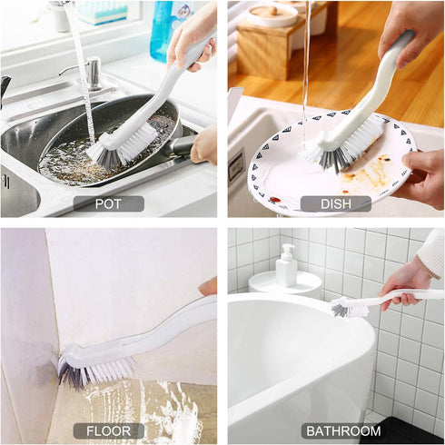 2 Pcs Cleaning Brush Small Scrub Brush for Cleaning Sink Scrub Brush with Handle, Bathroom Kitchen Edge Corner Grout Cleaning Brushes for Househol...