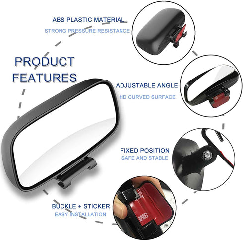 JONMON Blind Spot Mirror - 1 Pack Adjustable 360 Degree Rotation Car Auxiliary Convex Wide Angle Mirror Snap Way Clip On Side Rearview Mirror Univ...