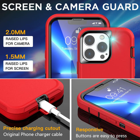 AICase for iPhone 13 Pro Case(6.1") with Glass Screen Protector, Heavy Duty Drop Protection Full Body Rugged Shockproof/Dust Proof Military Protec...