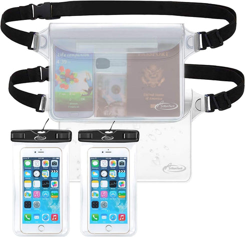 AiRunTech Waterproof Cell Phone Bag, 4 Pack Waterproof Dry Bag for Fishing, Sledding,Skating,Skiing,Snowshoeing Universal Waterproof Pouch for iPh...