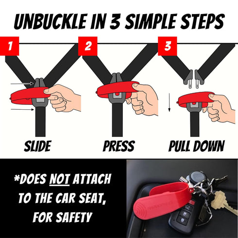 UnbuckleMe Car Seat Buckle Release Tool - Easy Opener Aid for Arthritis, Long Nails, Older Kids - Button Pusher for Infant, Toddler, Convertible 5...
