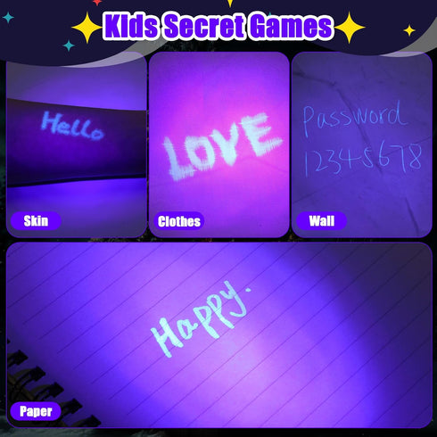 10 Pcs UV Blacklight Flashlight Set 5 Invisible Ink Pen 5 Mini UV LED Flashlight, Spy Pen Disappearing Ink Marker with Black Light for Kids Secret...