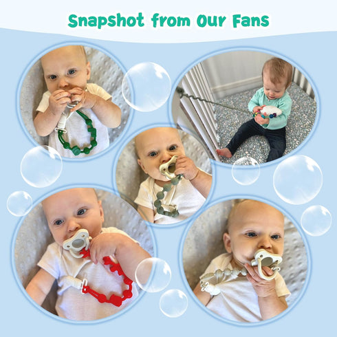 Babygoal Silicone Pacifier Clips 4 Pack,2pcs Pacifier Holder Clip with 2pcs Toy Strap Chain for Baby Boy Girl Fits All Pacifier,Binky,Teething Toy...