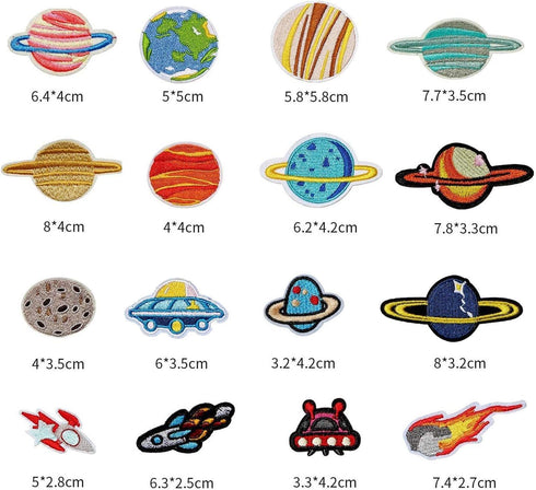 35 PCS Iron on Patches Solar System Appliques Stickers Woohome Embroidered Space Planets Patches Applique Kit for Clothing, Jackets, Backpacks, Je...