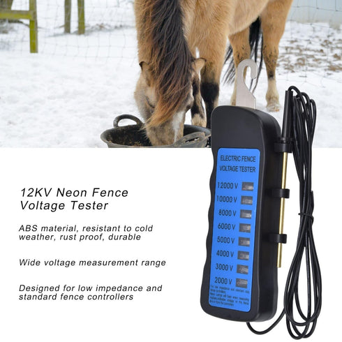 Electric Fence Voltage Tester, 12KV Neon Fault Finder 2000 to 12000V 8 Neon Indicator Lights Waterproof Fence Tester for Farms...