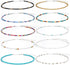 SCIONE Beaded Necklace 10 Pieces Tiny Seed Beaded Necklace Bohemian Hawaiian White Rainbow Adjustable Colorful Necklaces for Women Girls...