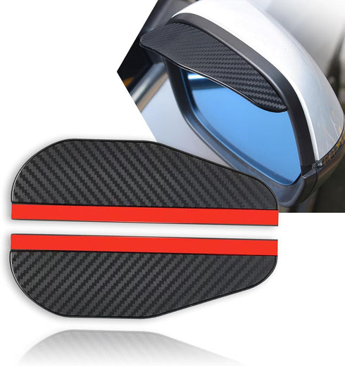 Hawyet 2 PCS Car Rearview Mirror Rain Eyebrow, 6.85" x 2.28" Soft PVC Thickened Carbon Fiber Pattern Reflective Mirror Fog Cover, Anti-Vision Bloc...