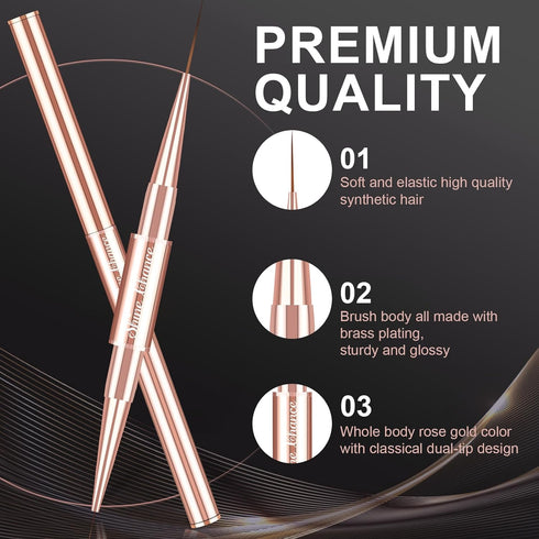 9Pcs Nail Art Brushes Set, Professional Double-Ended Acrylic Liner Detail Brushes for Gel Polish Art Nail, 3D Art Nail Dotting Brush Pen for Manic...