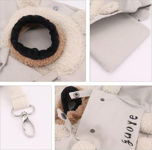 Pet Cat Bag Exposed Head Bear Bag Cats Dogs Comfortable Out Shoulder Bag Large Capacity Adjustable Window Size for Desensitization Training, Veter...