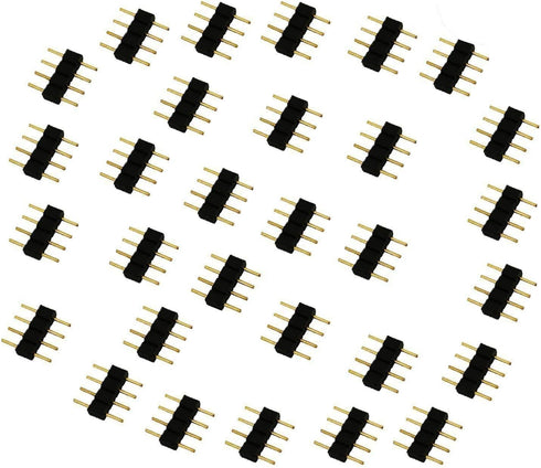 30pcs 4 Pin LED Strip Connector Male to Male Adapter Plug for SMD 5050 3528 2835 RGB Flex TV Backlight LED Strip LED Tape Flexible LED Ribbon LED ...