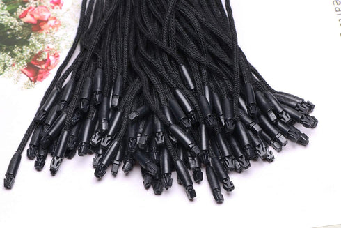 Tupalizy Black Cotton Gift Clothing Price Tag String Hanging Rope Snap Lock Pin Loop Fastener Hook Ties for Luggage Label Attachment,7.5 Inch, 100...