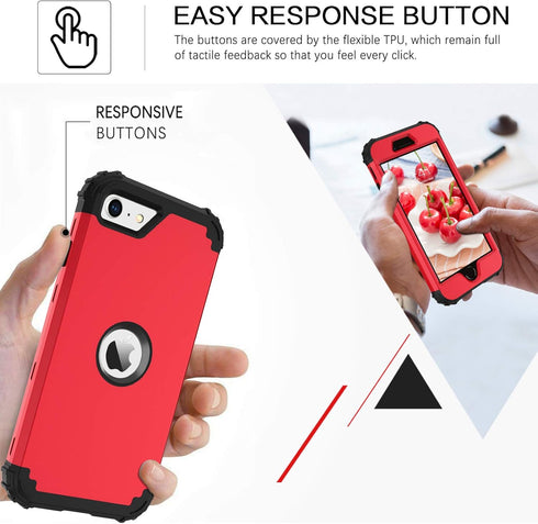 BENTOBEN for iPhone SE 2022 Case, Phone Case iPhone SE 2020, Heavy Duty 3 in 1 Full Body Rugged Shockproof Hybrid Hard PC Soft Rubber Bumper Drop ...
