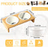 Raised Slow Feeder Dog Bowls Improves Digestion,Dog Elevated Food Bowl with 2 Ceramic Bowls, 1.6" Height Cat Water and Food Bowl(Bamboo)...