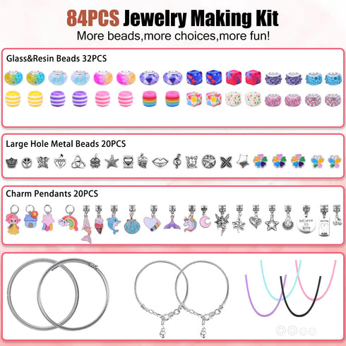 AIPRIDY Charm Bracelet Making Kit,Unicorn Mermaid Crafts Gifts Set Can Inspires Imagination and Creativity,Jewelry Making Kit Perfect Gifts for Gi...