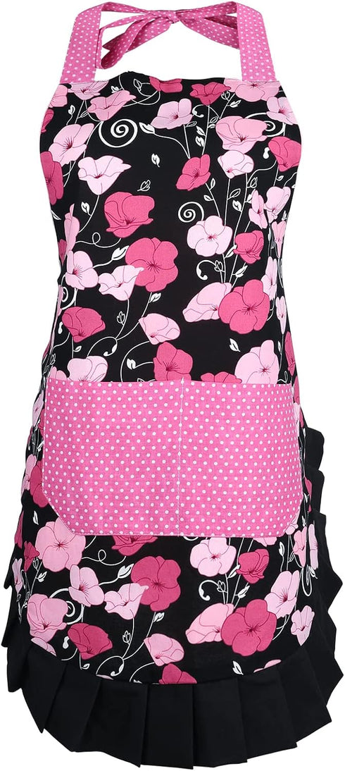 G2PLUS Mothers Aprons for Women with Pockets, Extra Long Ties, Vintage Damask Apron, Perfect for Kitchen Cooking, Baking and Gardening, 29 x 21 - ...