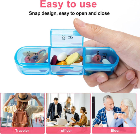 Odaro Pill Organizer 3 Times a Day - Portable Weekly Medicine Box, Waterproof Weekly Medicine Box for Fish Oils, Vitamin, Supplements (Pink)......