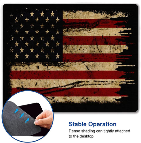 Personalized American Retro Flag Mouse Pad, Rectangular Gaming Mouse Pad, Natural Anti-Slip Rubber Laptop Mouse Pad...