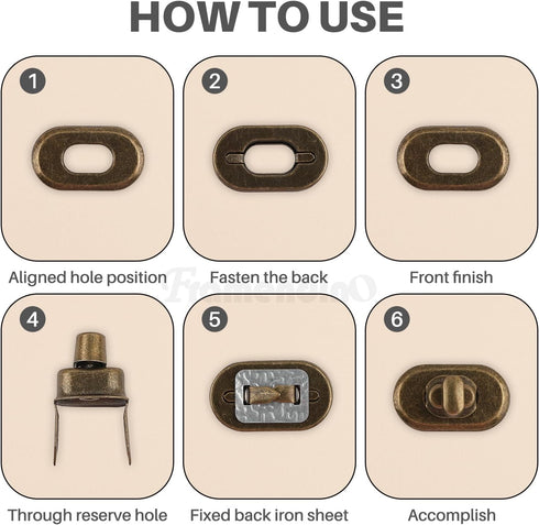 Framendino, 12 Sets Turn Lock Clasp Meal Bag Purse Closure Twist Lock Fasteners Hardware Leather craft Accessory...