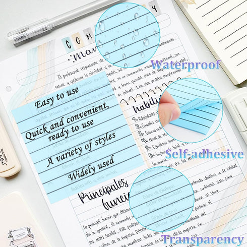 600 Sheets Transparent Sticky Notes with Lines, 3x3 Inch Colorful Annotation Sticky Notes, Waterproof See through Sticky Notes or School Supplies ...