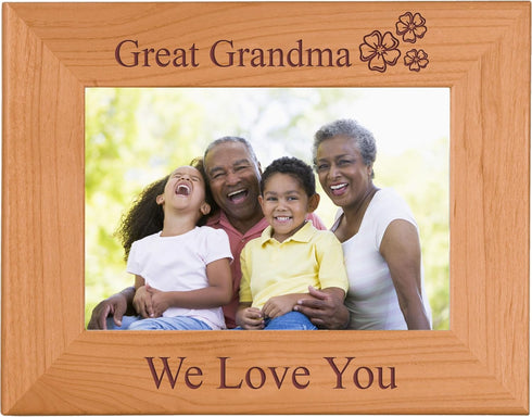 CustomGiftsNow Great Grandma We Love You - Engraved Wood Picture Frame - Fits 4x6-inch photo...