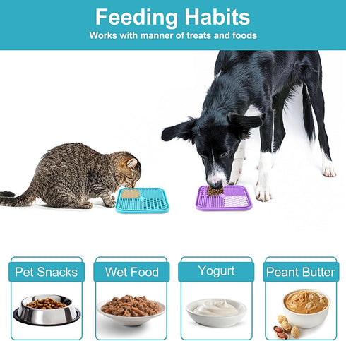 2PCS Licking Mat for Dogs with Suction Cups, Premium Lick Pad for Anxiety Relief, Slow Feeder Dog Bowls, Perfect for Bathing, Grooming and Trainin...