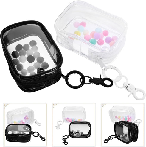 Toyvian 2pcs Small Doll Storage Bags Action Figures Display Clear Bag with Keychain, Zipper Organizer Hanging Collectibles Box for Mini Dolls Figu...