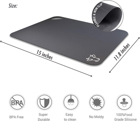 Fotouzy Plastic Cutting Board Flexible Mats With Food Icons, Set of 4, BPA-Free, Non-Porous, Upgrade 100% Anti-skid back and Dishwasher Safe, Mode...