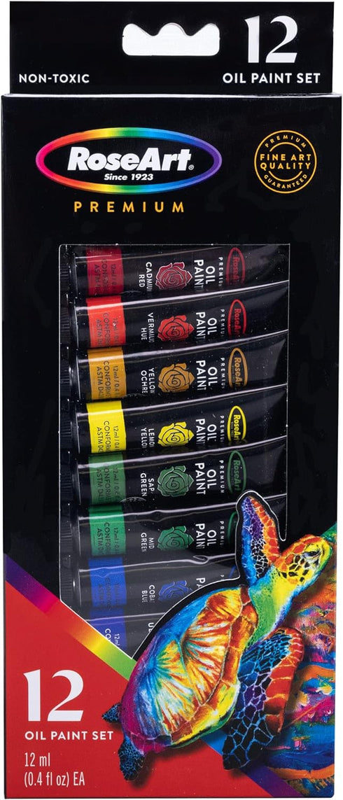 RoseArt Premium Oil Paint - Set 12 Colors, Maximum Strength Pigmented Oil Paints for Professionals, Students,...