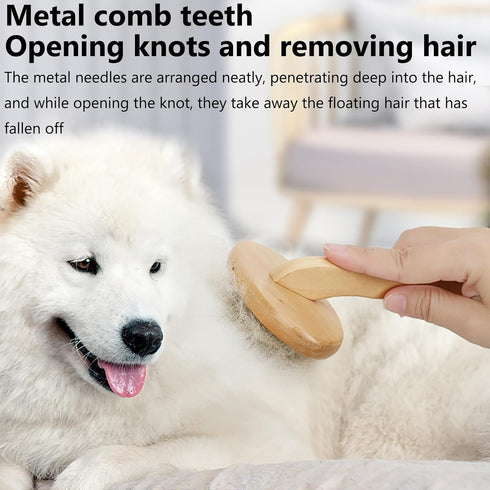 Dog Wooden Handle Brush, Grooming Needle Comb, Dog Knot Hair Removal Brush...