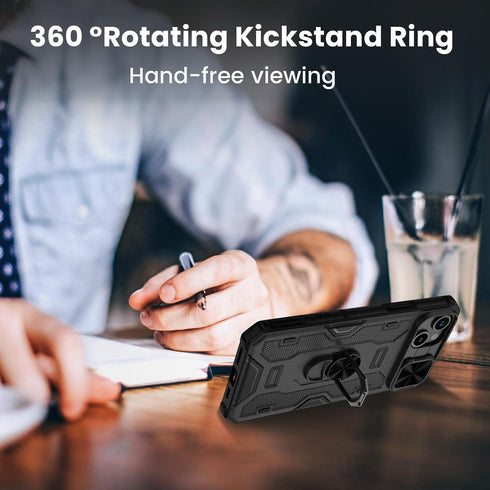 VEGO for iPhone 15 Plus Case, iPhone 15 Plus Kickstand Case with Slide Camera Cover Built-in 360° Rotate Ring Stand Magnetic Shockproof Phone Cove...