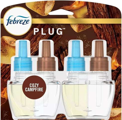 Febreze Odor-Fighting Fade Defy Plug Air Freshener - Cozy Campfire - 1.74 fl oz/2pk - 0.87 fl oz (Packaging may vary)...