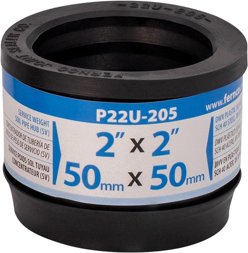 Fernco P22U-205 2-in. Service Weight Cast Iron Hub to 2-in. Sch. 40 PVC Compression Donut, 2-Pack...
