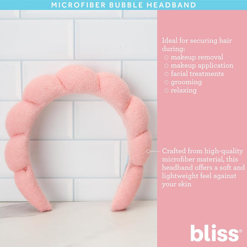 Bliss Women's Spa Headband - 2 Pack Microfiber Makeup Bubble Headband - Puffy Hair Band for Washing Face, Facials, Skincare, Shower, Size, Orange/...