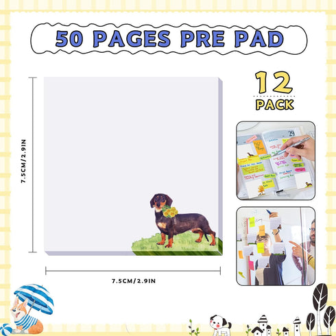 12 Pack Dog Cat Notepad Small to Do List Sticky Notes Funny Cute Note Pads Dog Sticky Notes Puppy Cat Theme Self Stick Note Pads Memo Pads for Off...