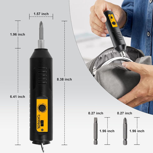 Mini Cordless Electric Screwdriver,Rechargeable, Can Rotate Clockwise Or Counterclockwise,With A Button Control And Ultra Long Battery Life,10 Bit...