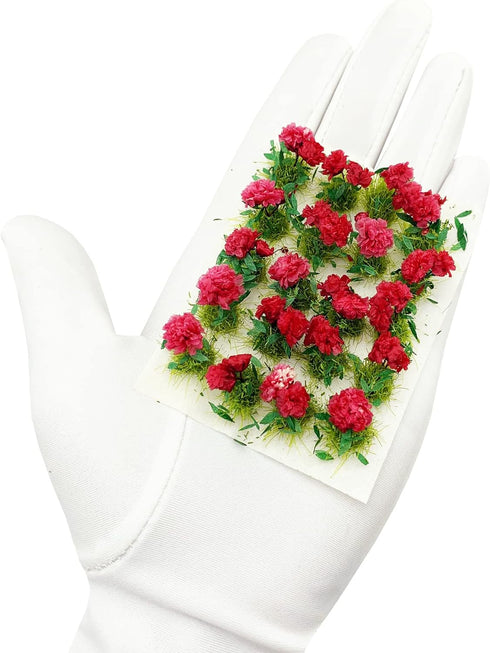 20Pcs Miniature Flower Cluster Grass Flower Tufts for Mini Dollhouse Fairy Garden Railway Simulated Static Scenery Micro Landscape Model (Red)...